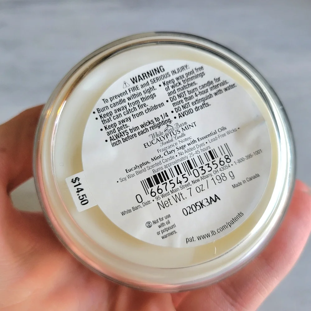 Bath & Body Candle White Barn Eucalyptus Mint NWT - Picture 3 of 5